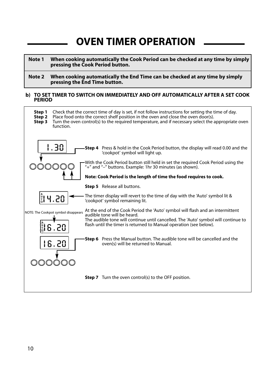 Oven timer operation | Cannon Professional 60 C60GP User Manual | Page 10 / 36