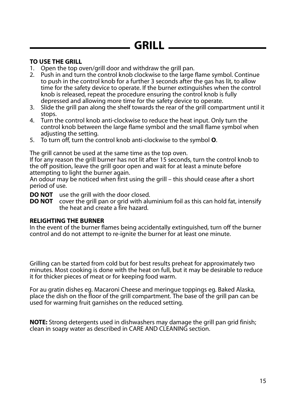 Grill | Cannon Professional 60 C60GP User Manual | Page 15 / 36