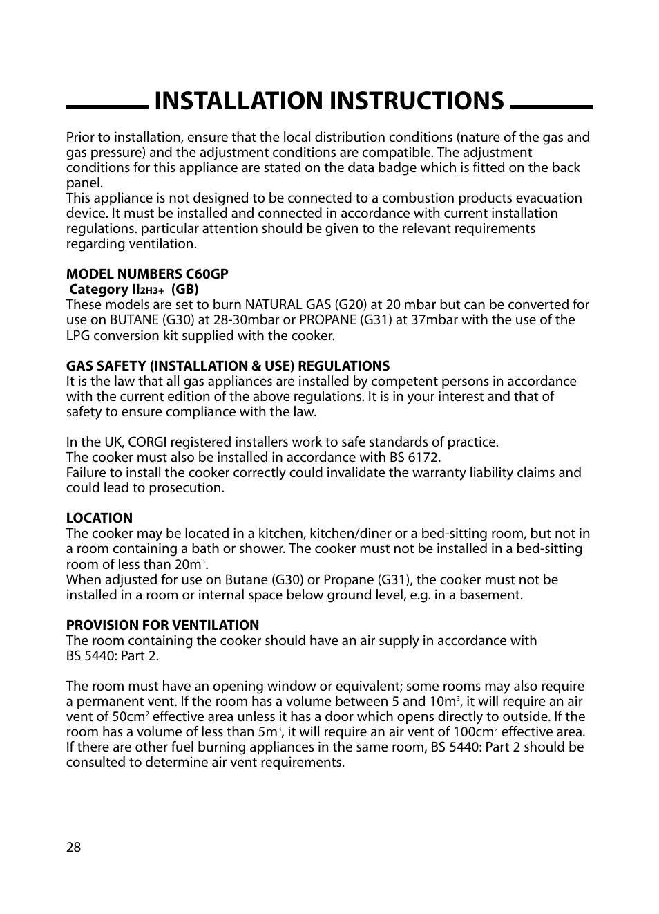 Installation instructions | Cannon Professional 60 C60GP User Manual | Page 28 / 36