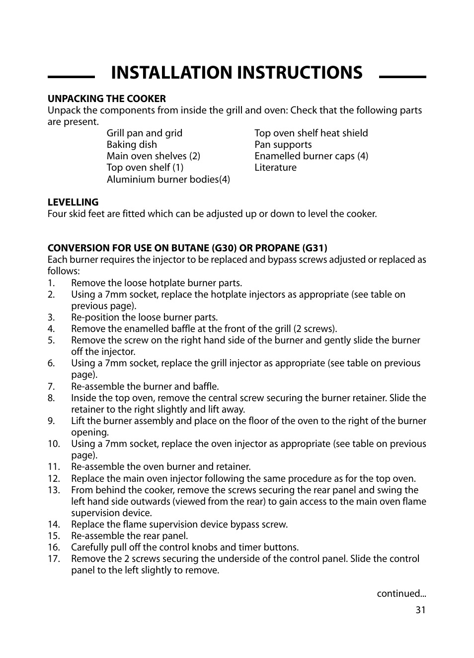Installation instructions | Cannon Professional 60 C60GP User Manual | Page 31 / 36