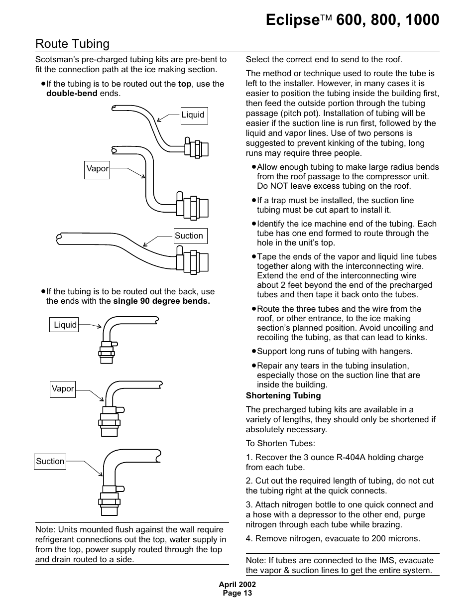 Route tubing | Scotsman 600 Eclipse User Manual | Page 13 / 50