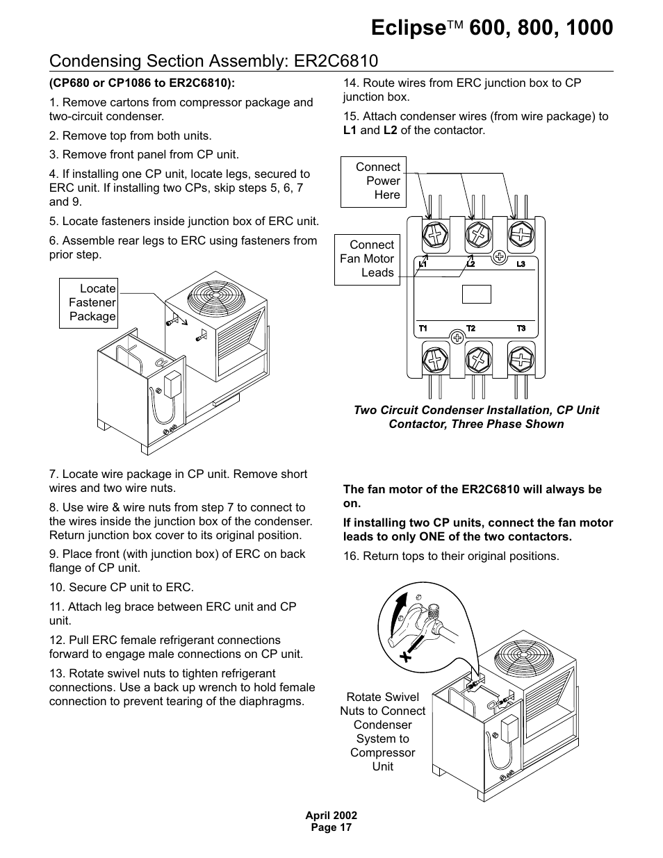 Condensing section assembly: er2c6810 | Scotsman 600 Eclipse User Manual | Page 17 / 50
