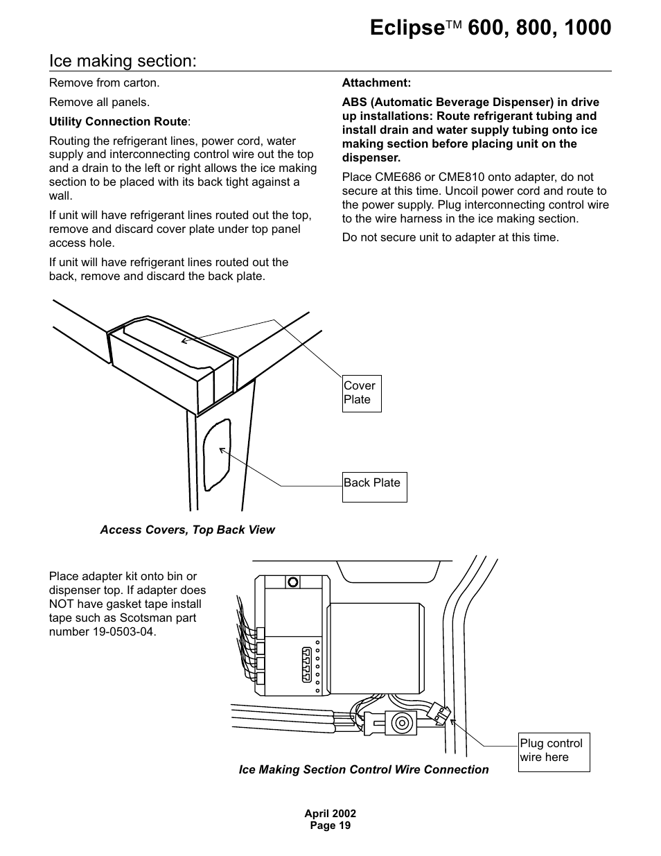 Scotsman 600 Eclipse User Manual | Page 19 / 50