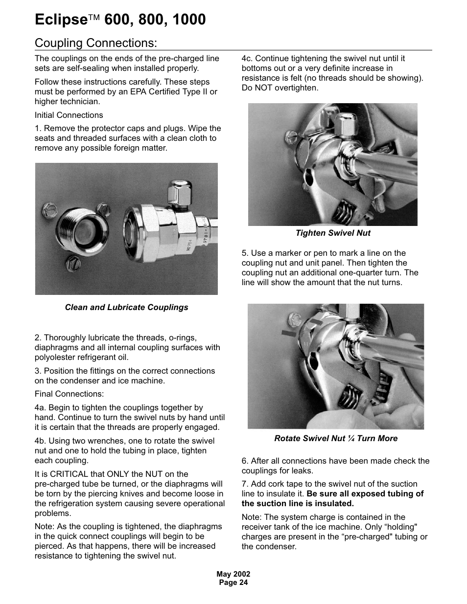 Coupling connections | Scotsman 600 Eclipse User Manual | Page 24 / 50