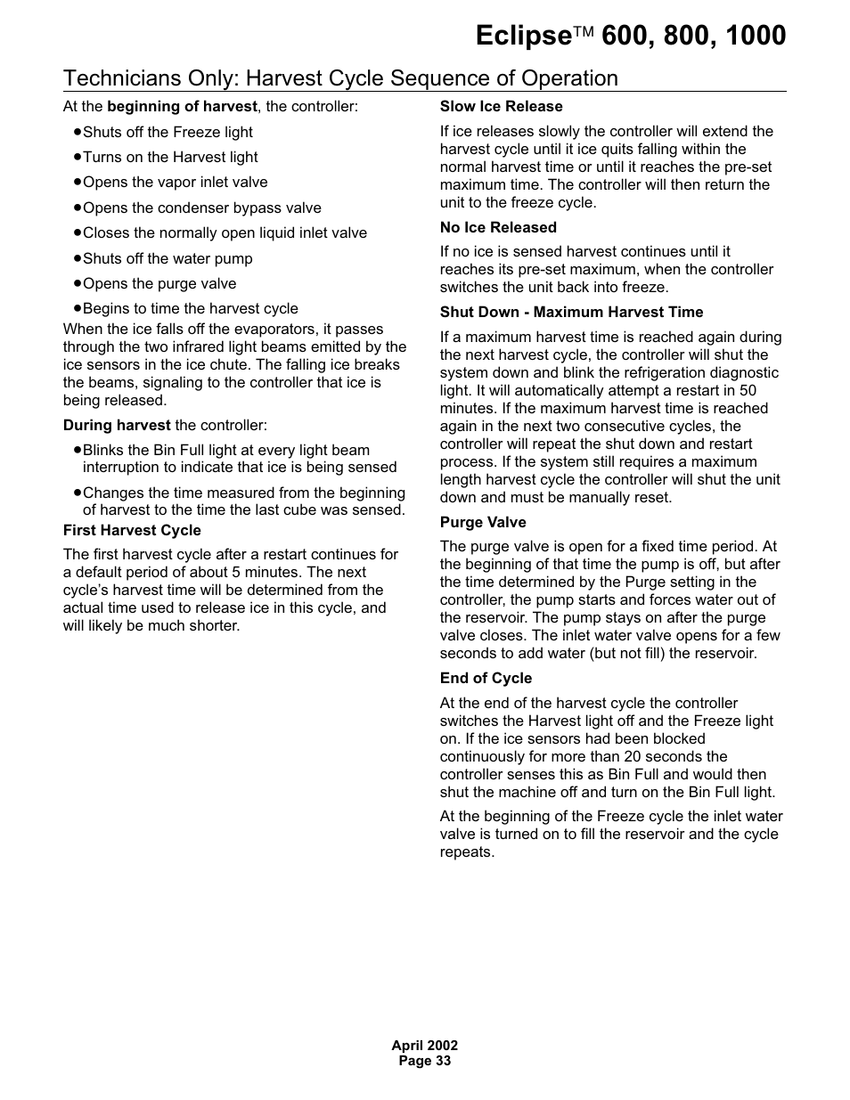 Scotsman 600 Eclipse User Manual | Page 33 / 50