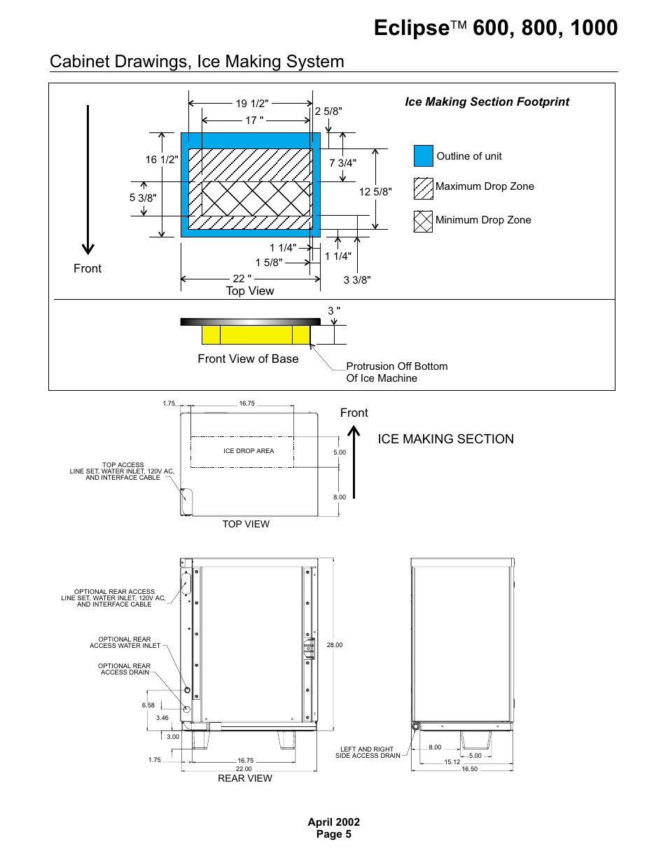 Cabinet drawings, ice making system | Scotsman 600 Eclipse User Manual | Page 5 / 50