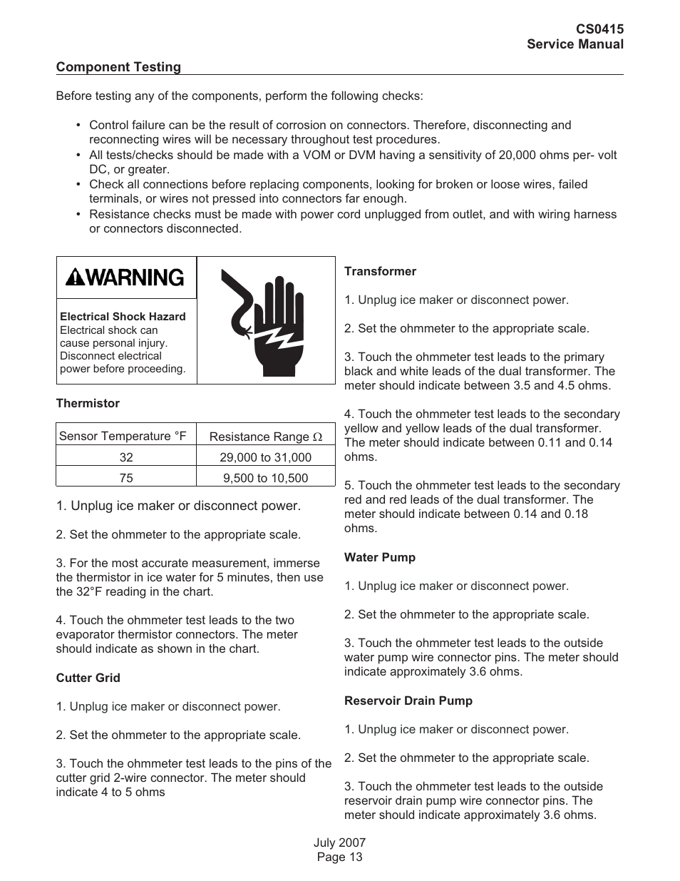 Scotsman CS0415 User Manual | Page 13 / 28