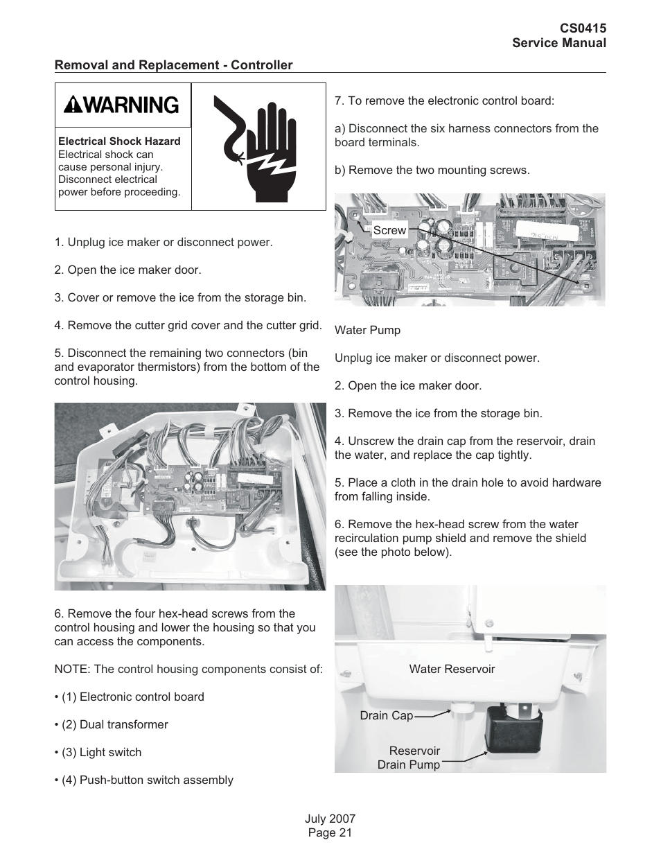 Scotsman CS0415 User Manual | Page 21 / 28