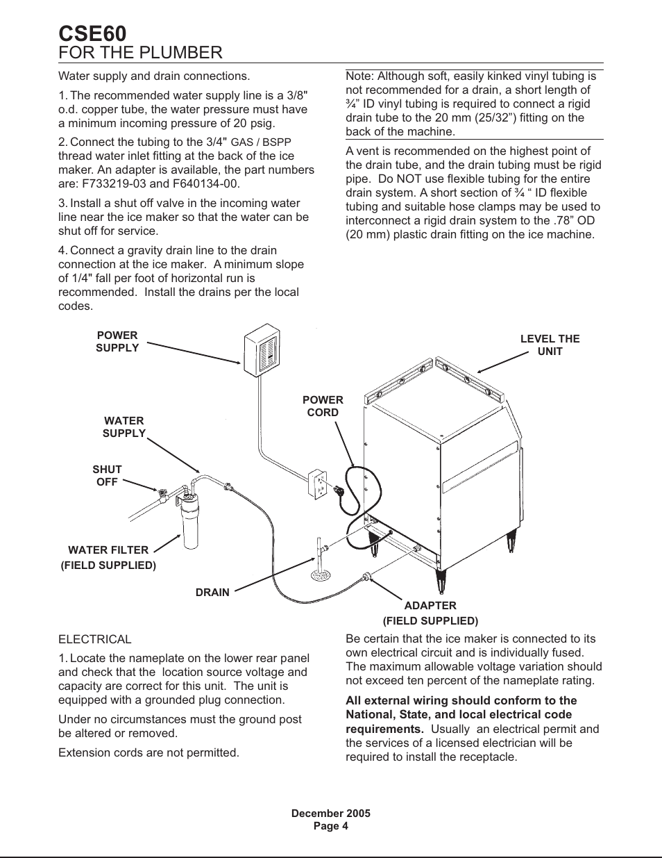 Cse60, For the plumber | Scotsman CSE60 User Manual | Page 4 / 18