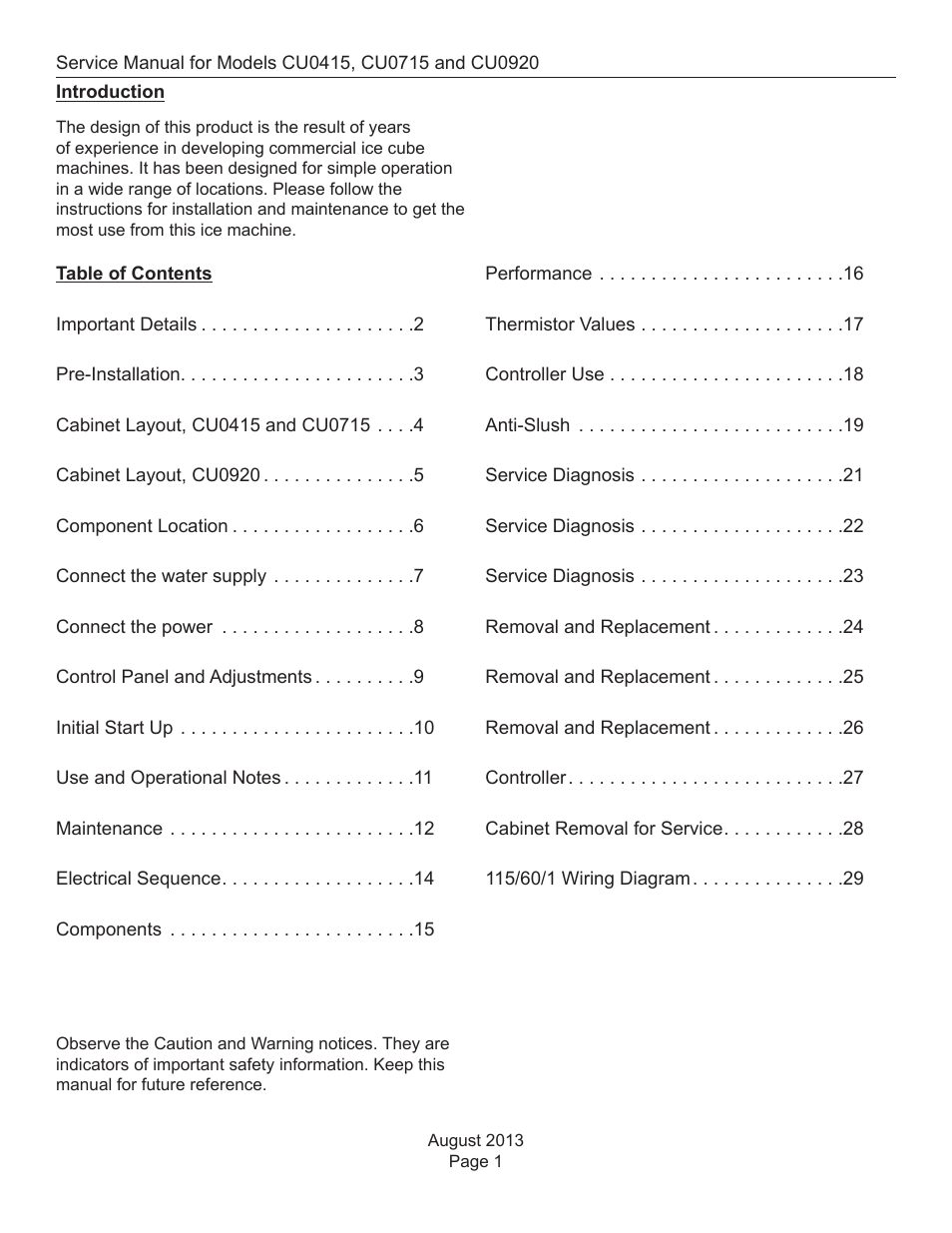 Scotsman CU0415 User Manual | Page 2 / 31