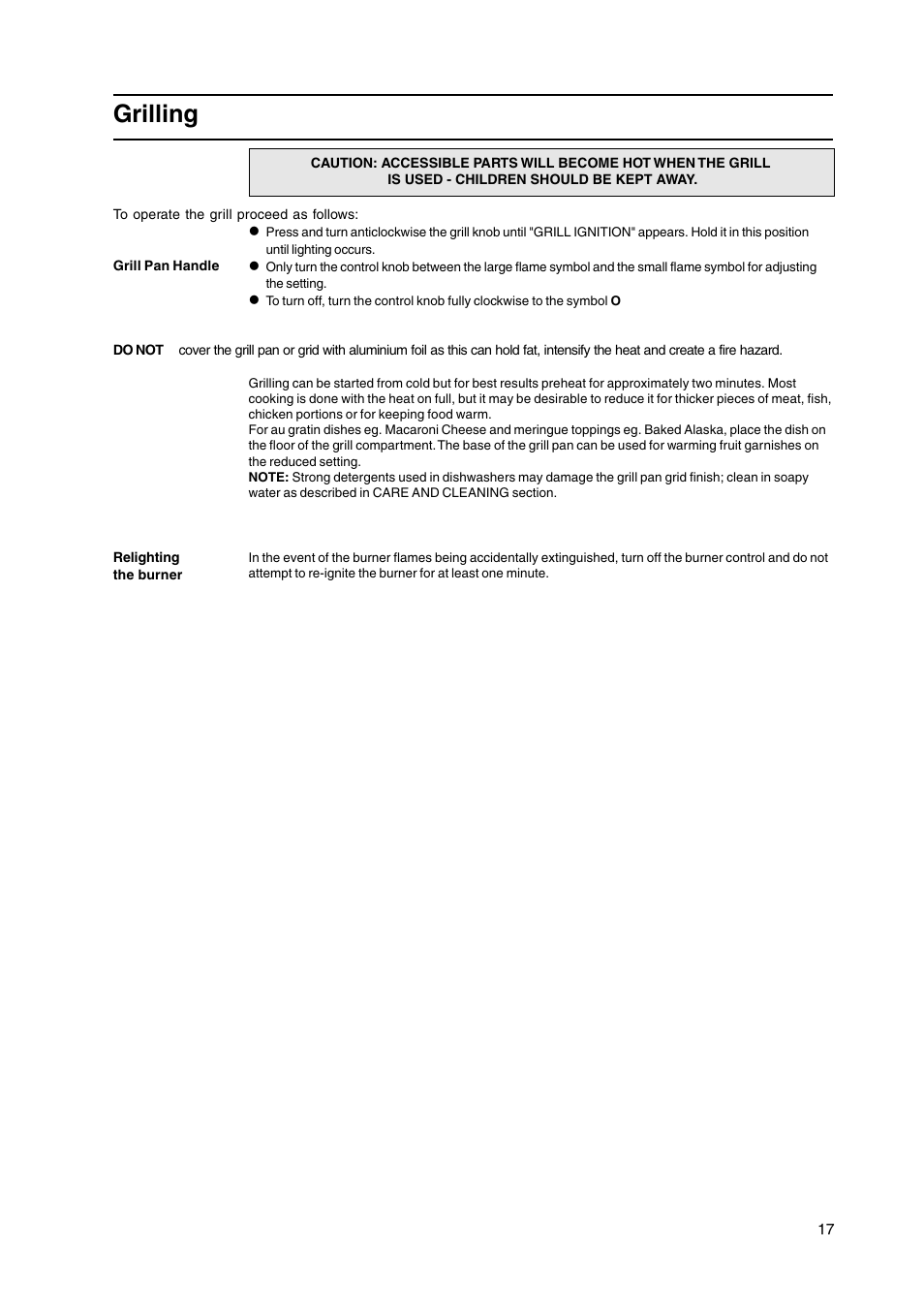 Grilling | Cannon C50HNB User Manual | Page 17 / 28