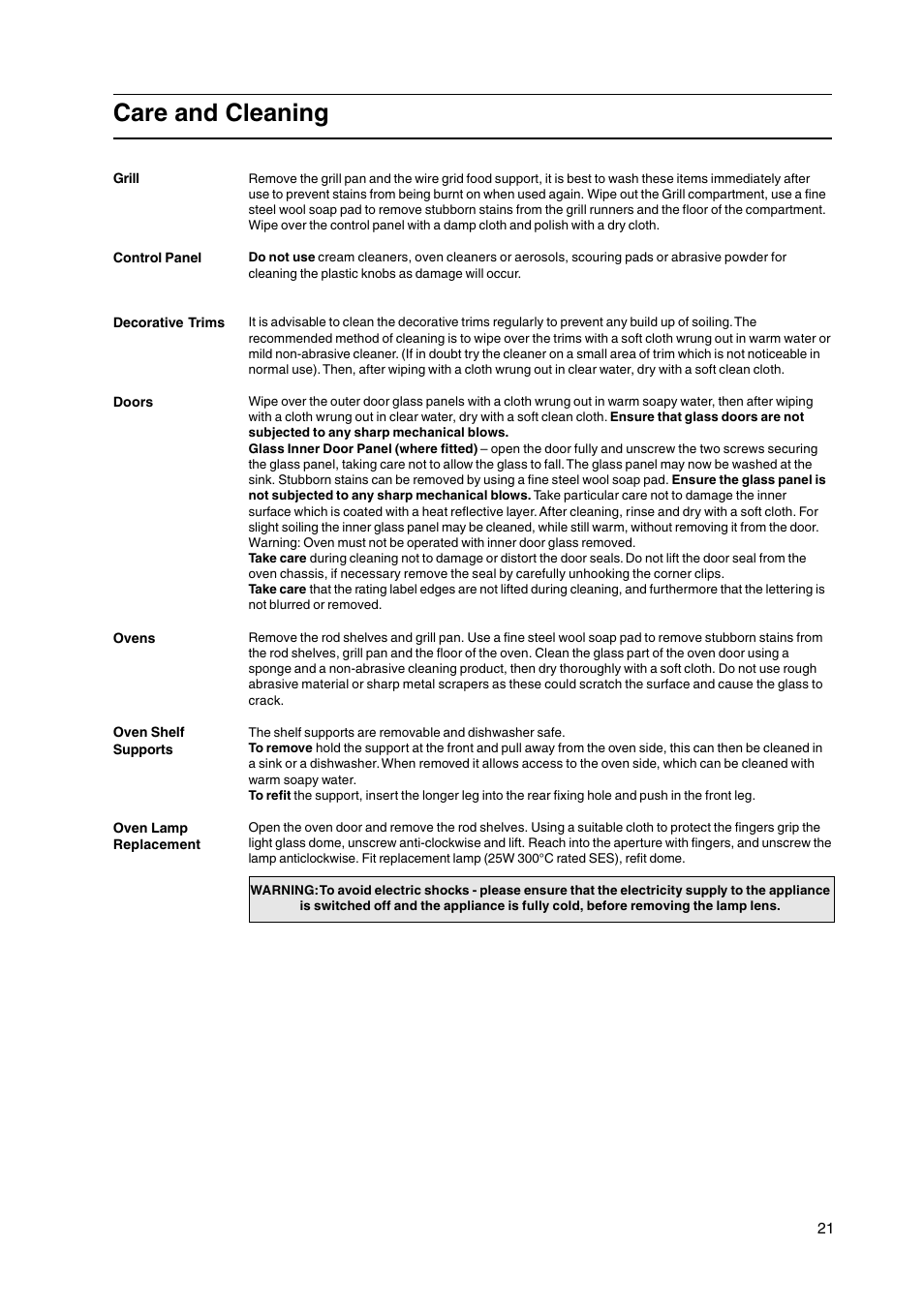 Care and cleaning | Cannon C50HNB User Manual | Page 21 / 28