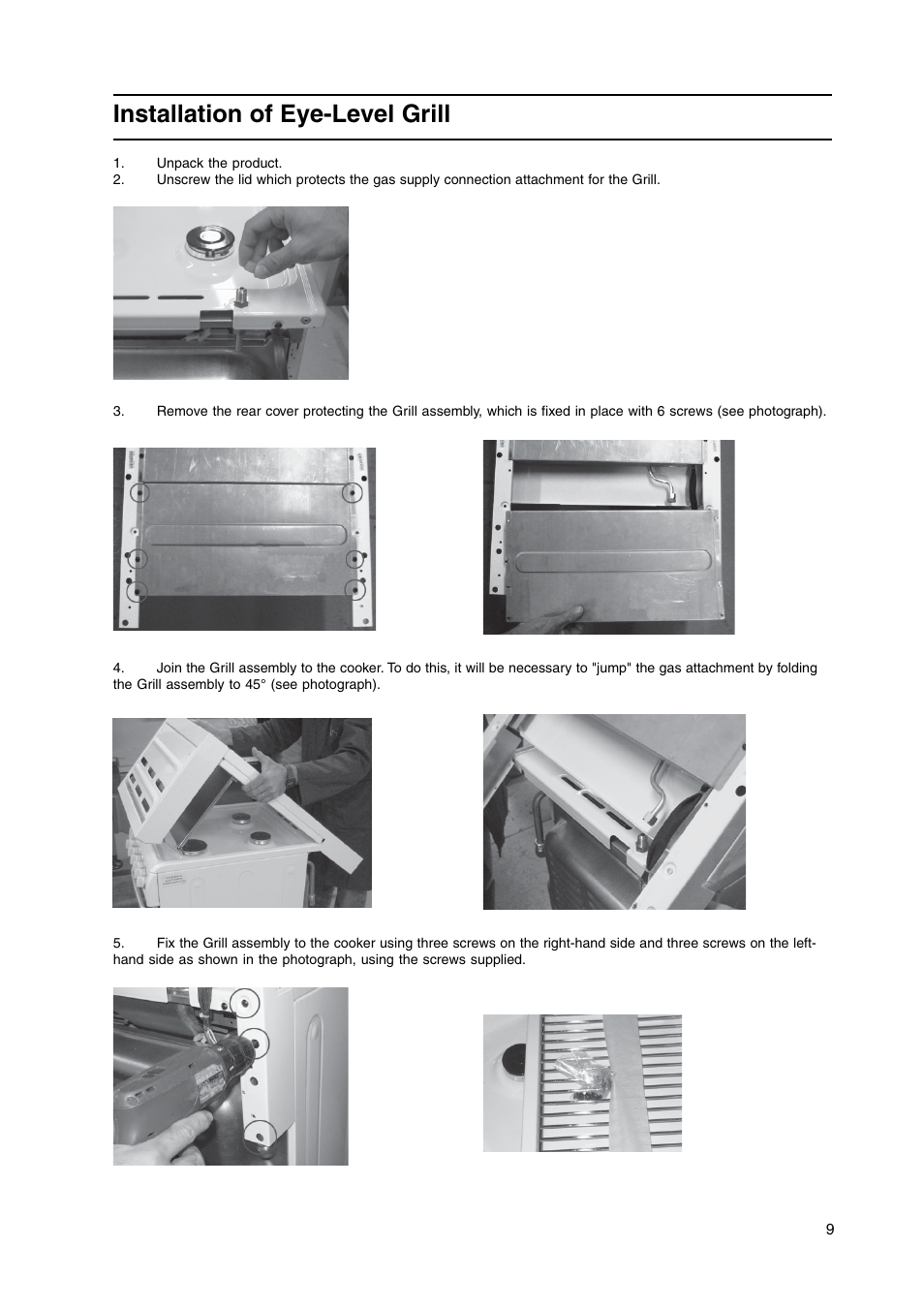 Installation of eye-level grill | Cannon C50HNB User Manual | Page 9 / 28