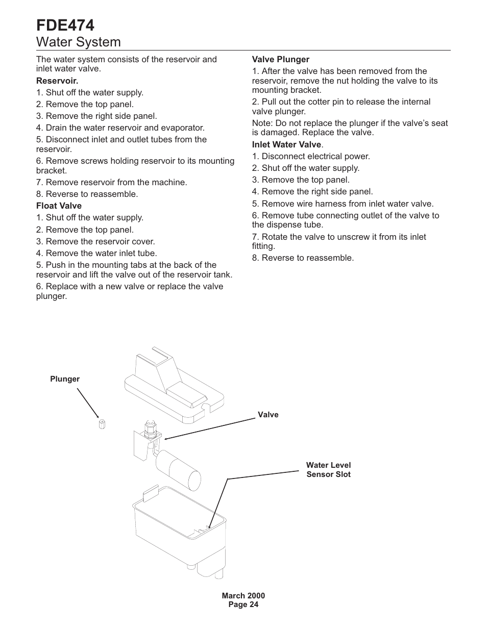 Fde474, Water system | Scotsman FDE474 User Manual | Page 24 / 29