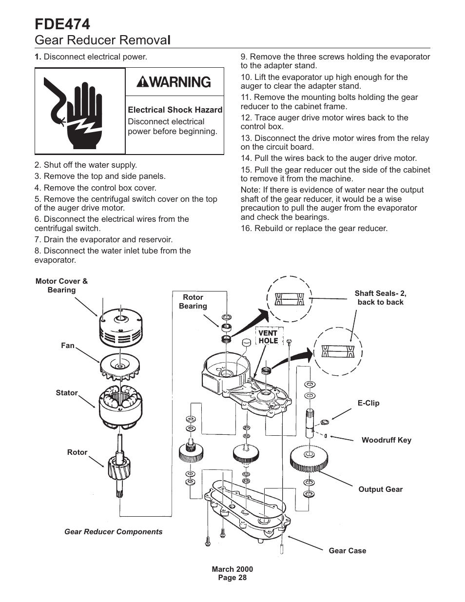 Fde474, Gear reducer remova l | Scotsman FDE474 User Manual | Page 28 / 29