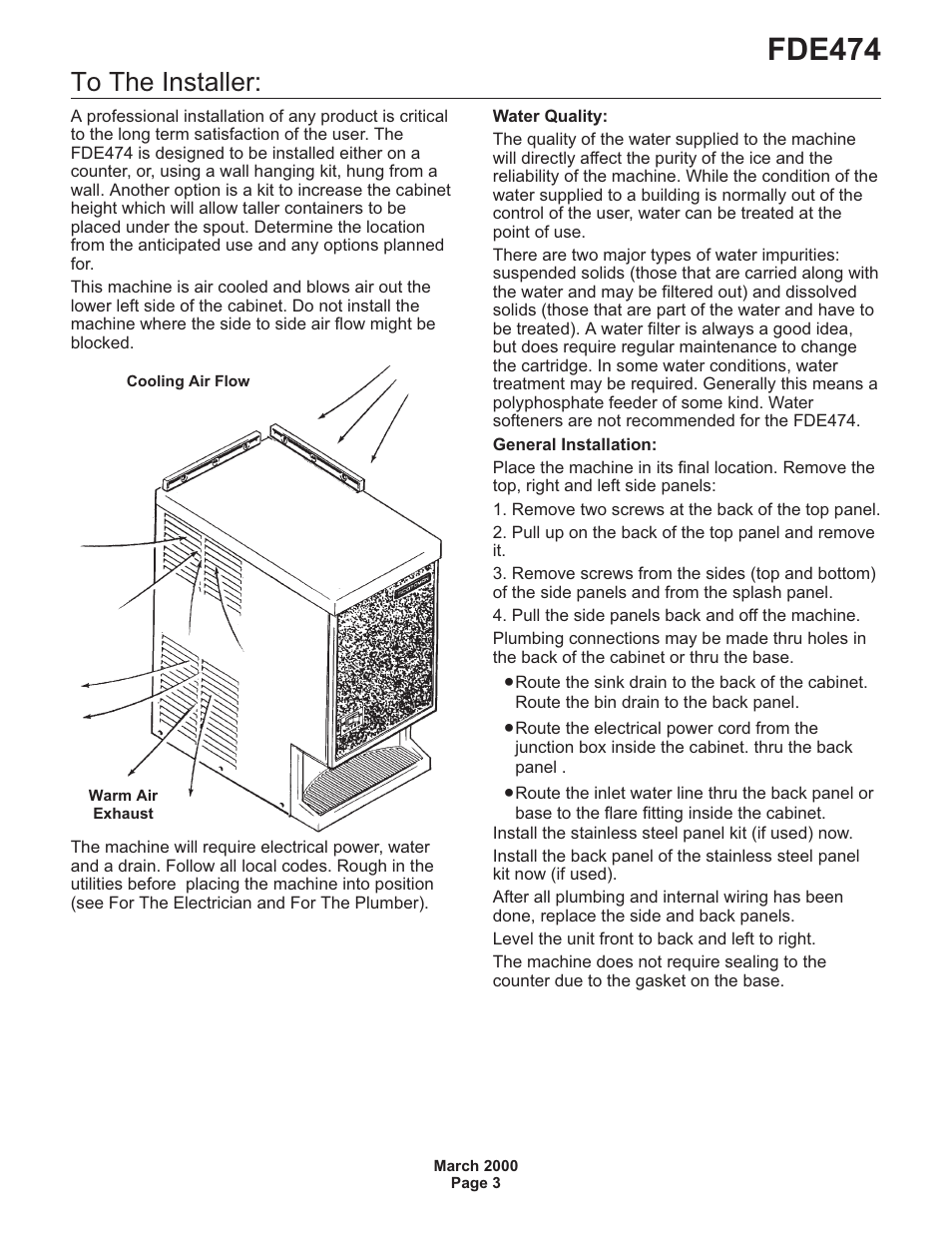 Fde474 | Scotsman FDE474 User Manual | Page 3 / 29