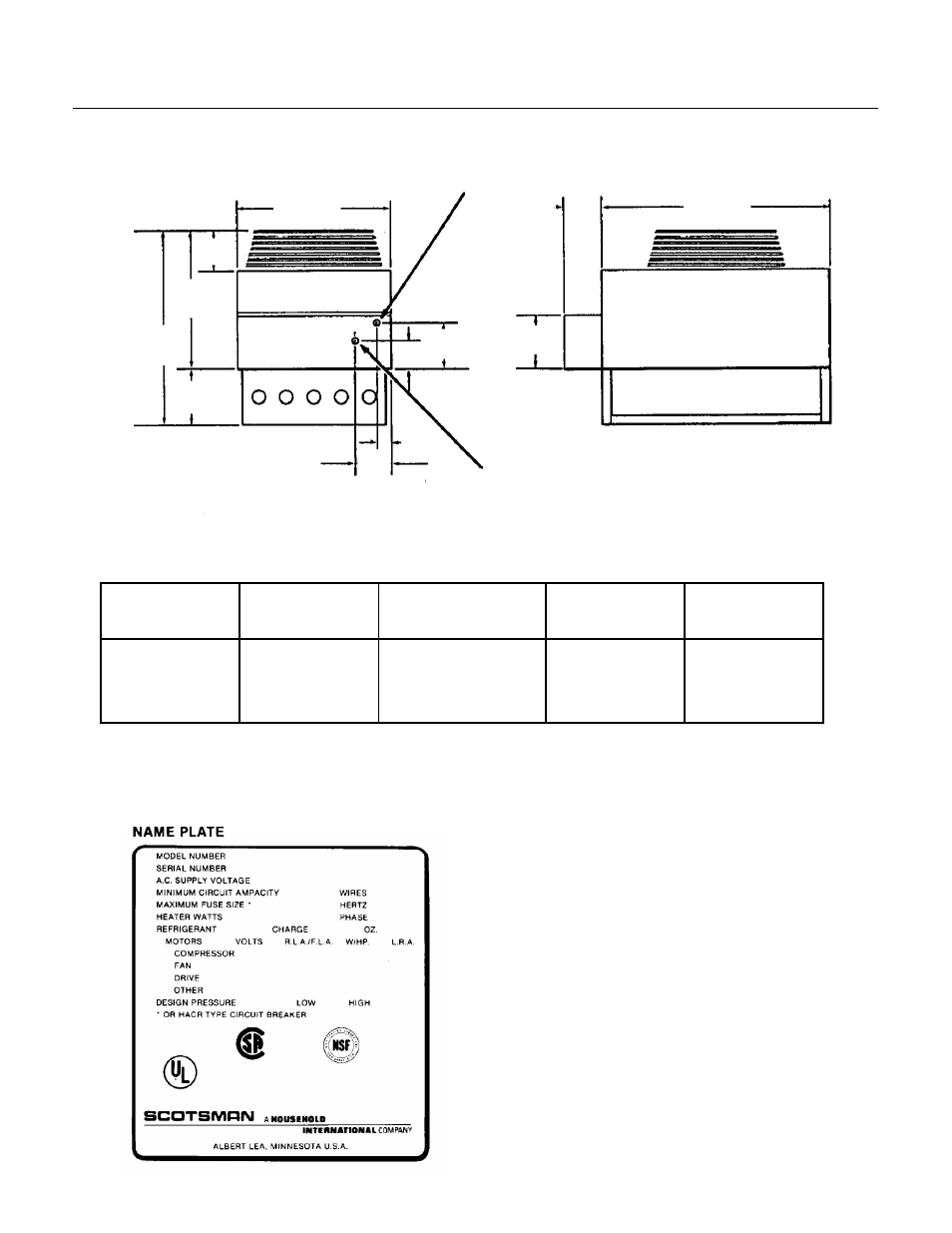 Fm1200r, Remote condenser specifications | Scotsman FM1200R User Manual | Page 4 / 38