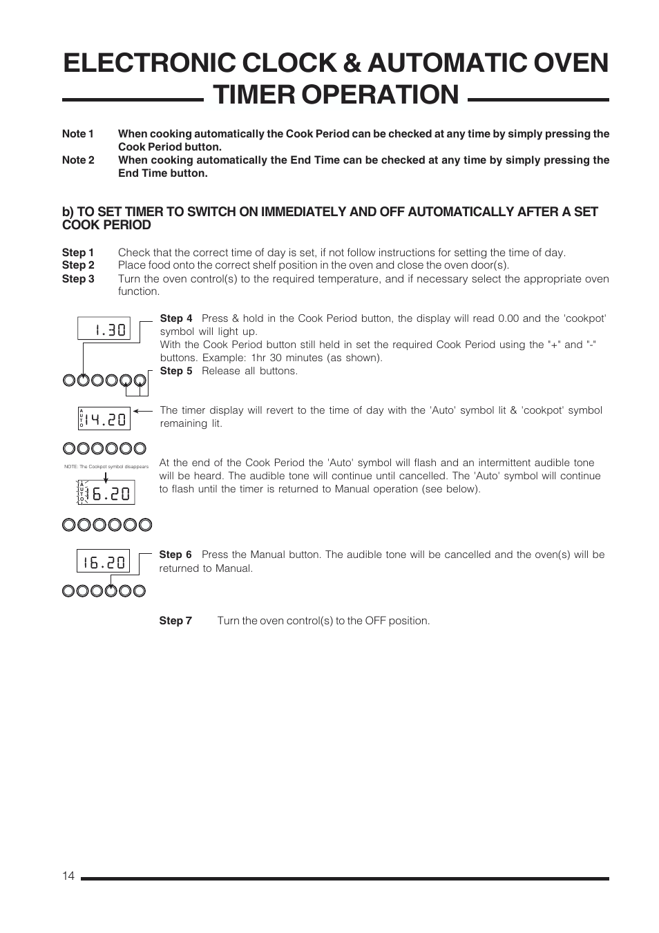 Electronic clock & automatic oven timer operation | Cannon Kendal Pressure Cookers User Manual | Page 14 / 36