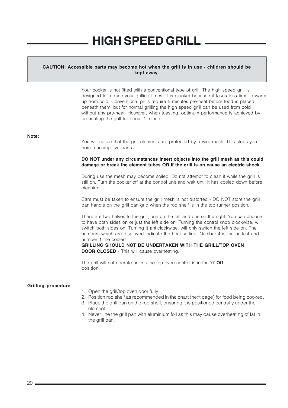 High speed grill | Cannon Kendal Pressure Cookers User Manual | Page 20 / 36