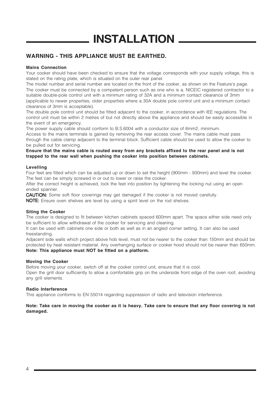 Installation | Cannon Kendal Pressure Cookers User Manual | Page 4 / 36