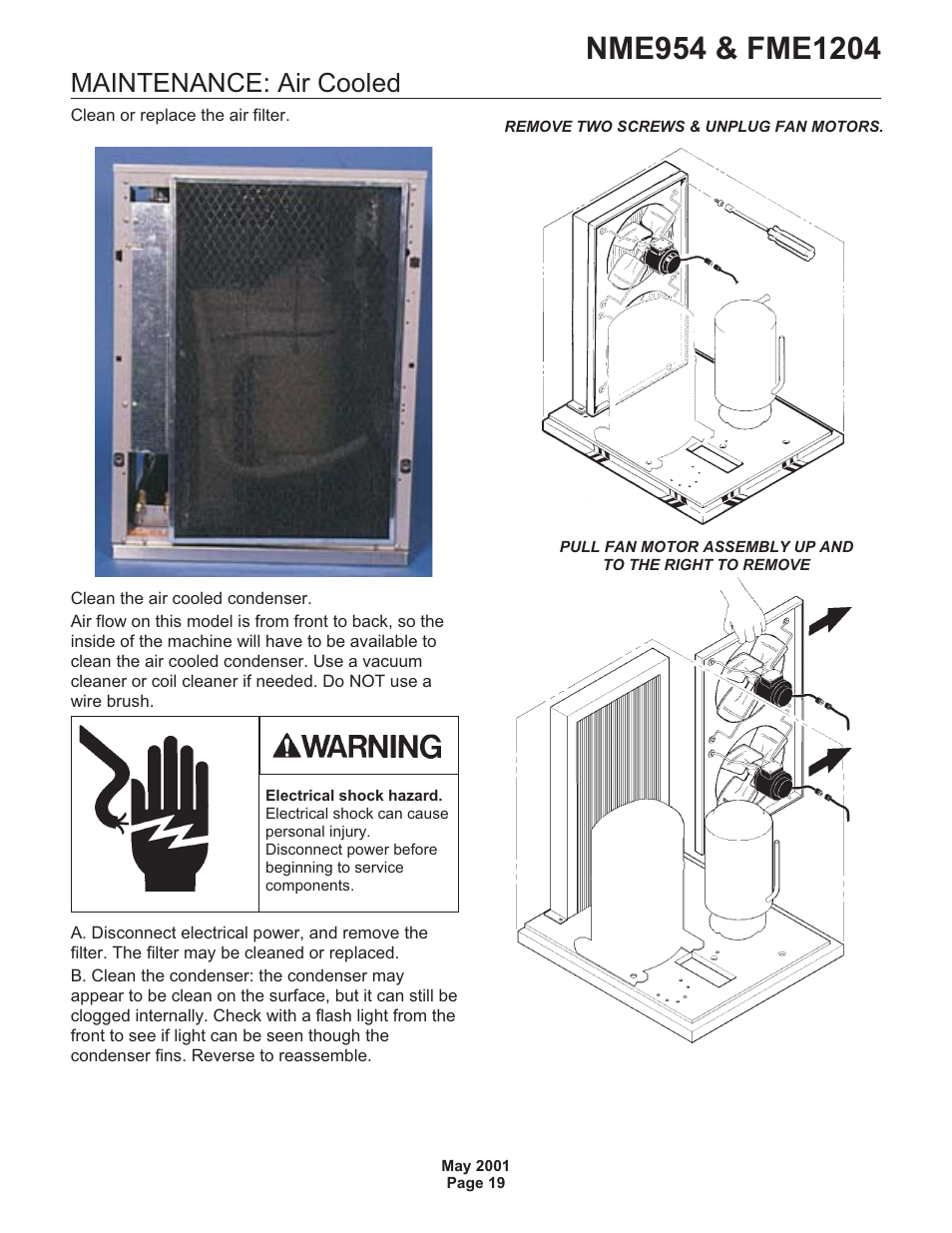 Maintenance: air cooled | Scotsman NME954 User Manual | Page 19 / 32