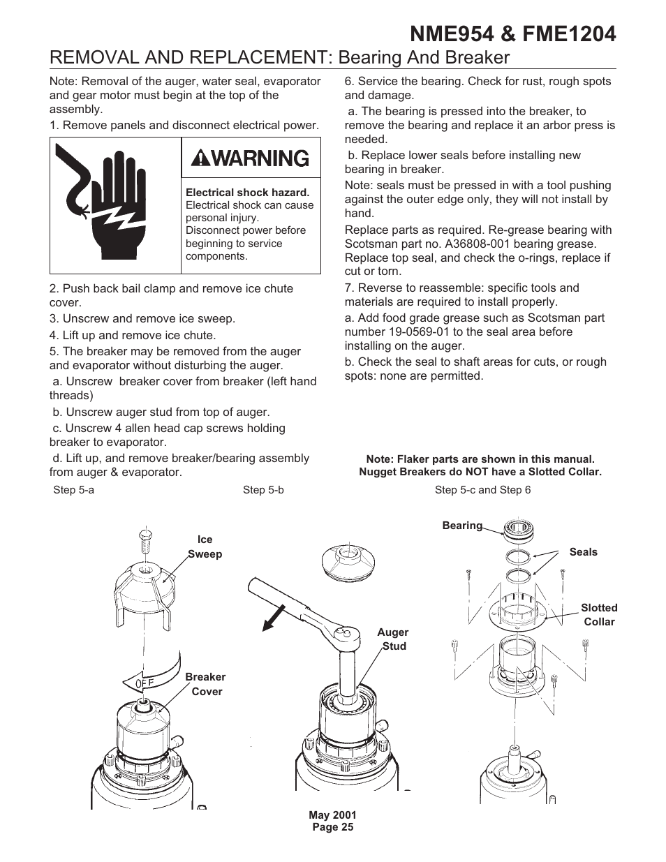 Removal and replacement: bearing and breaker | Scotsman NME954 User Manual | Page 25 / 32