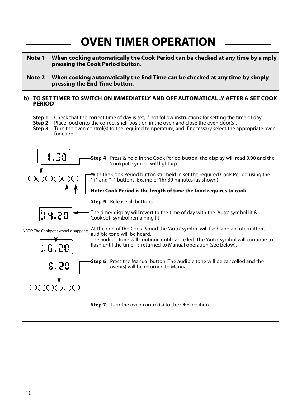 Oven timer operation | Cannon CHICHESTER 10572G User Manual | Page 10 / 36