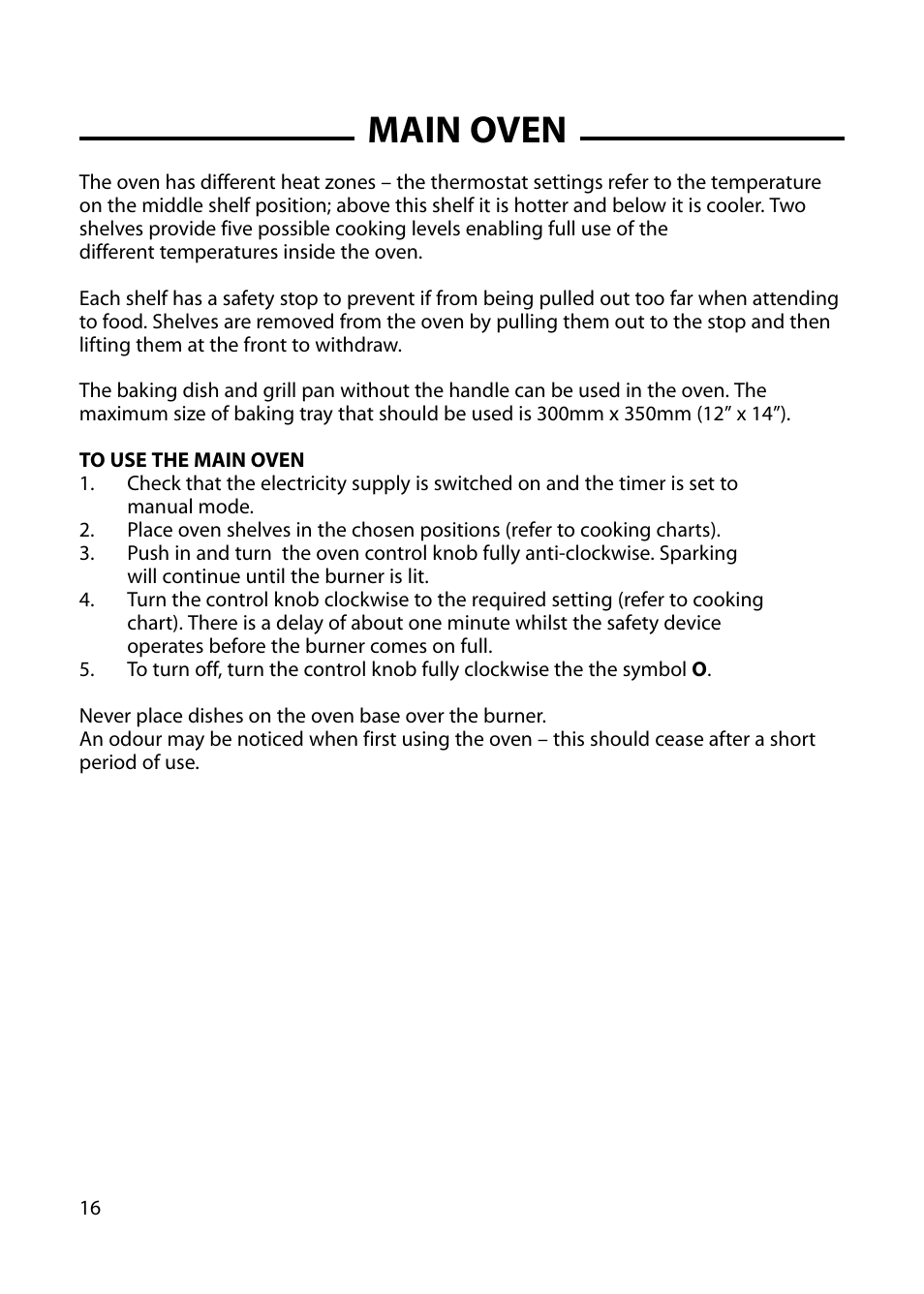 Main oven | Cannon CHICHESTER 10572G User Manual | Page 16 / 36