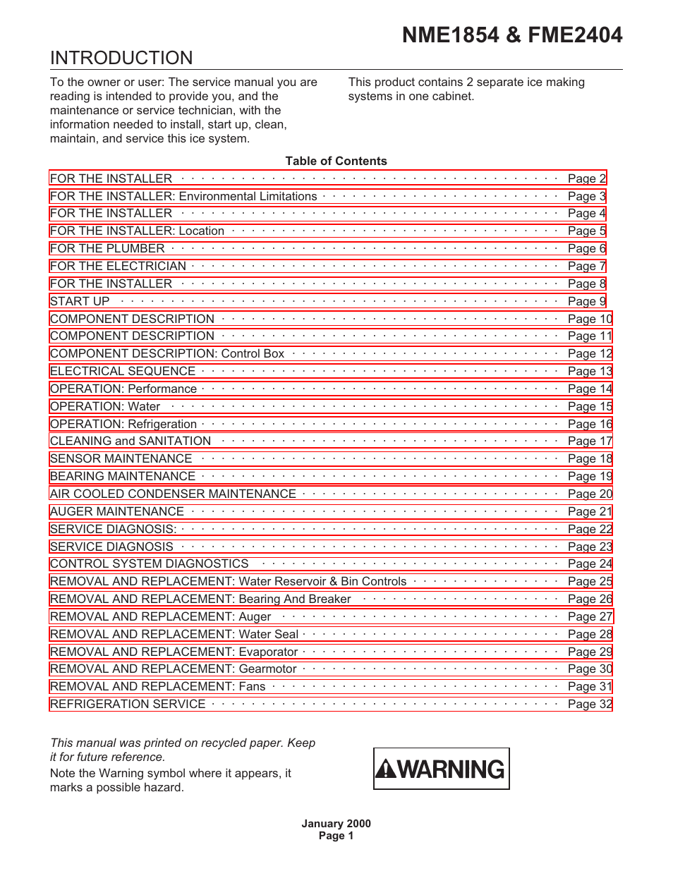 Scotsman NME1854 User Manual | 32 pages