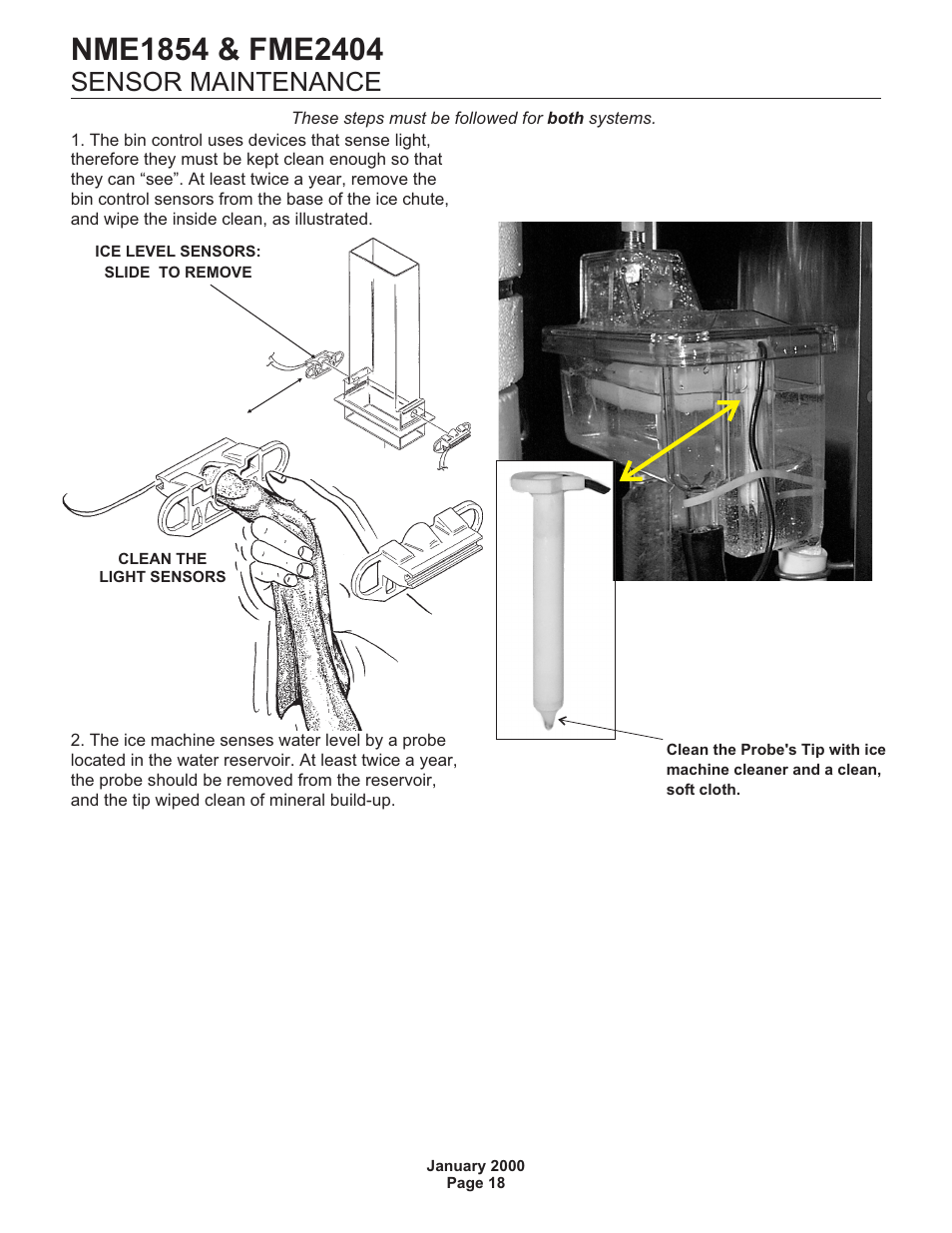 Sensor maintenance | Scotsman NME1854 User Manual | Page 18 / 32