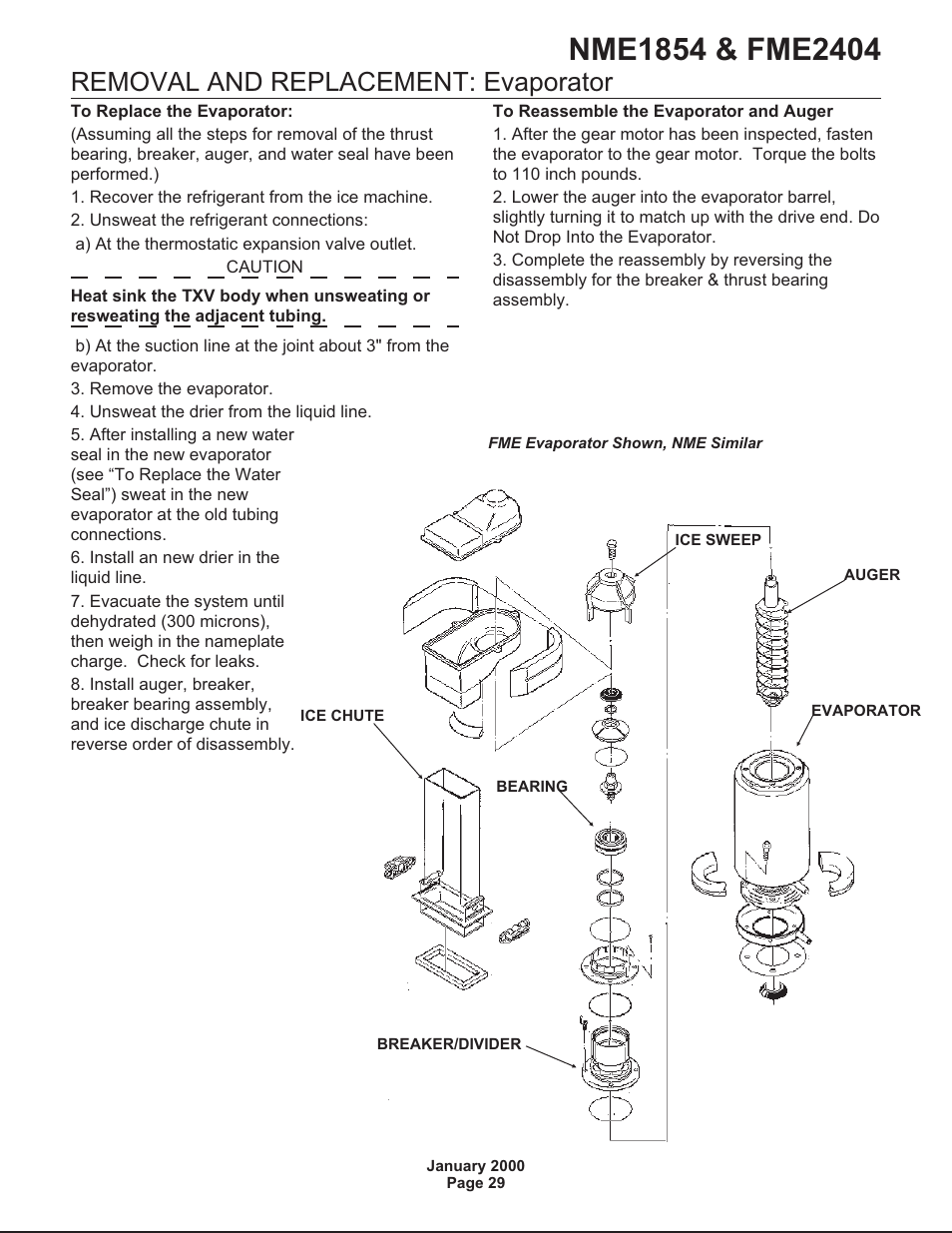 Removal and replacement: evaporator | Scotsman NME1854 User Manual | Page 29 / 32