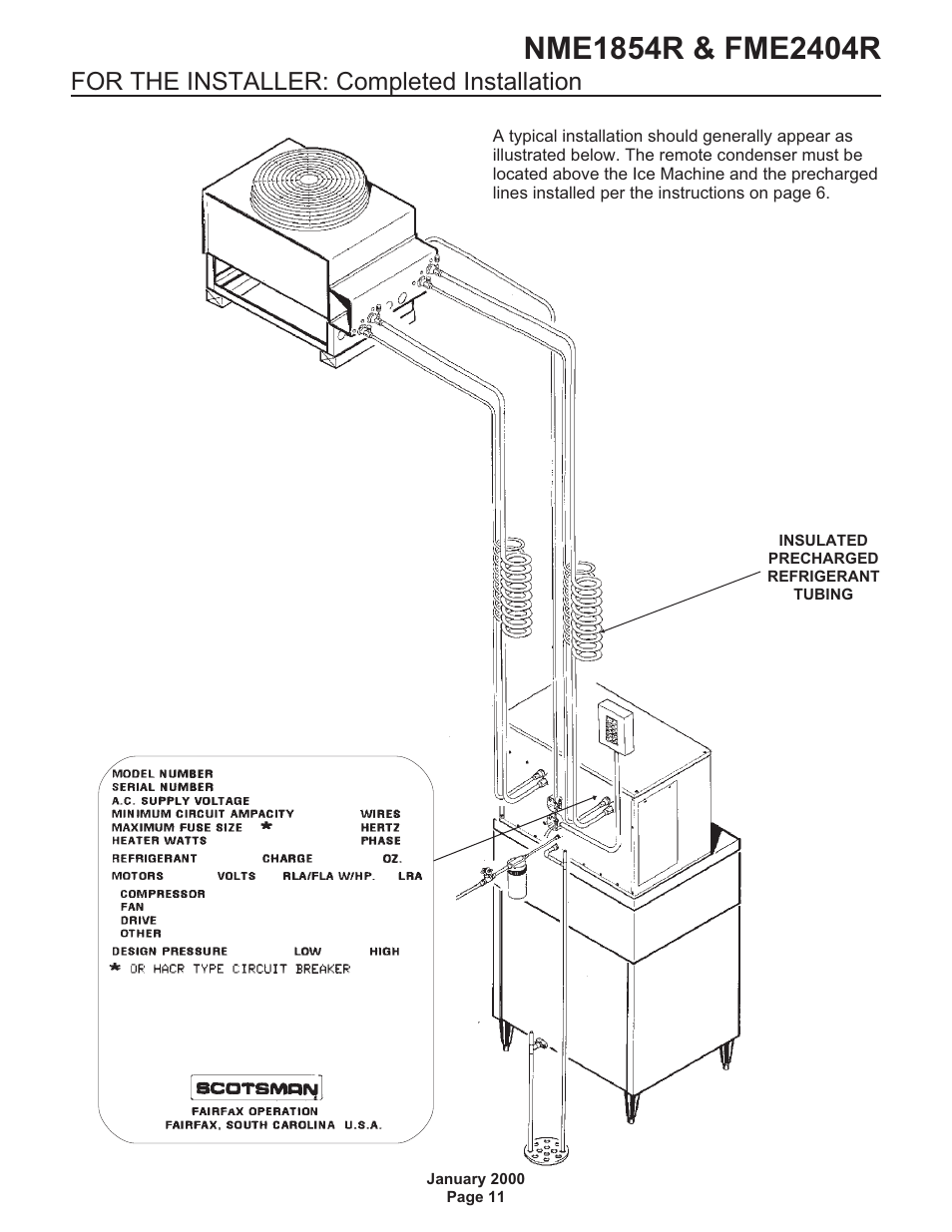 For the installer: completed installation | Scotsman NME1854R User Manual | Page 11 / 35