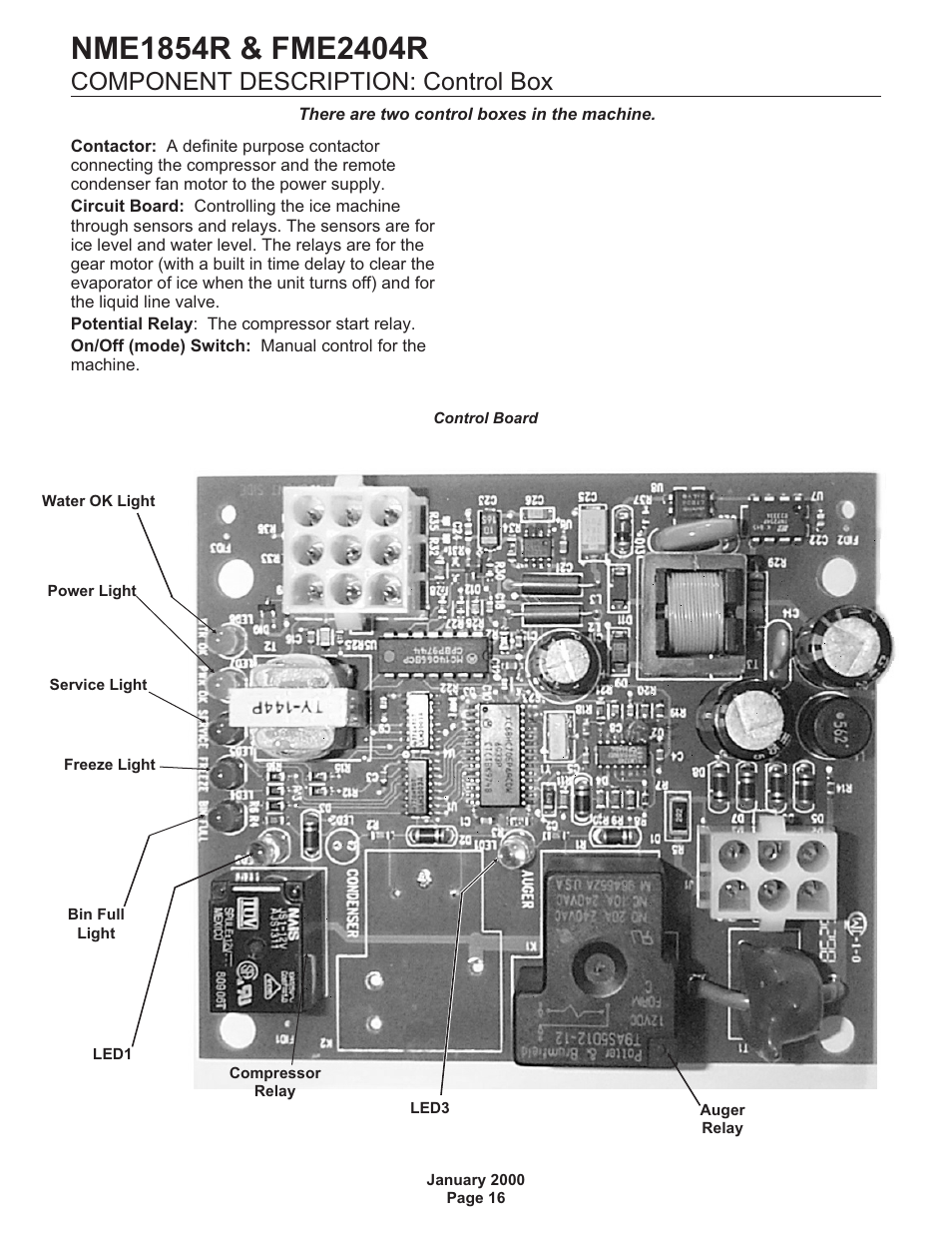 Component description: control box | Scotsman NME1854R User Manual | Page 16 / 35