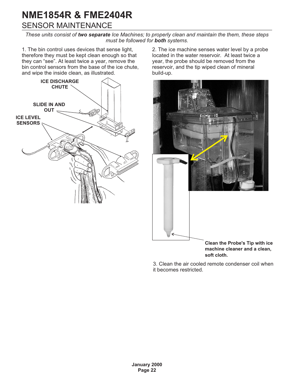 Sensor maintenance | Scotsman NME1854R User Manual | Page 22 / 35