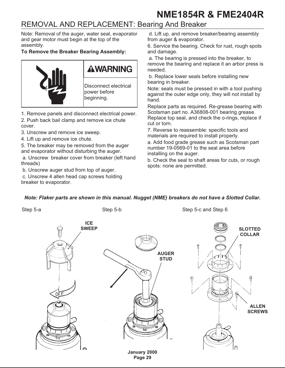 Removal and replacement: bearing and breaker | Scotsman NME1854R User Manual | Page 29 / 35