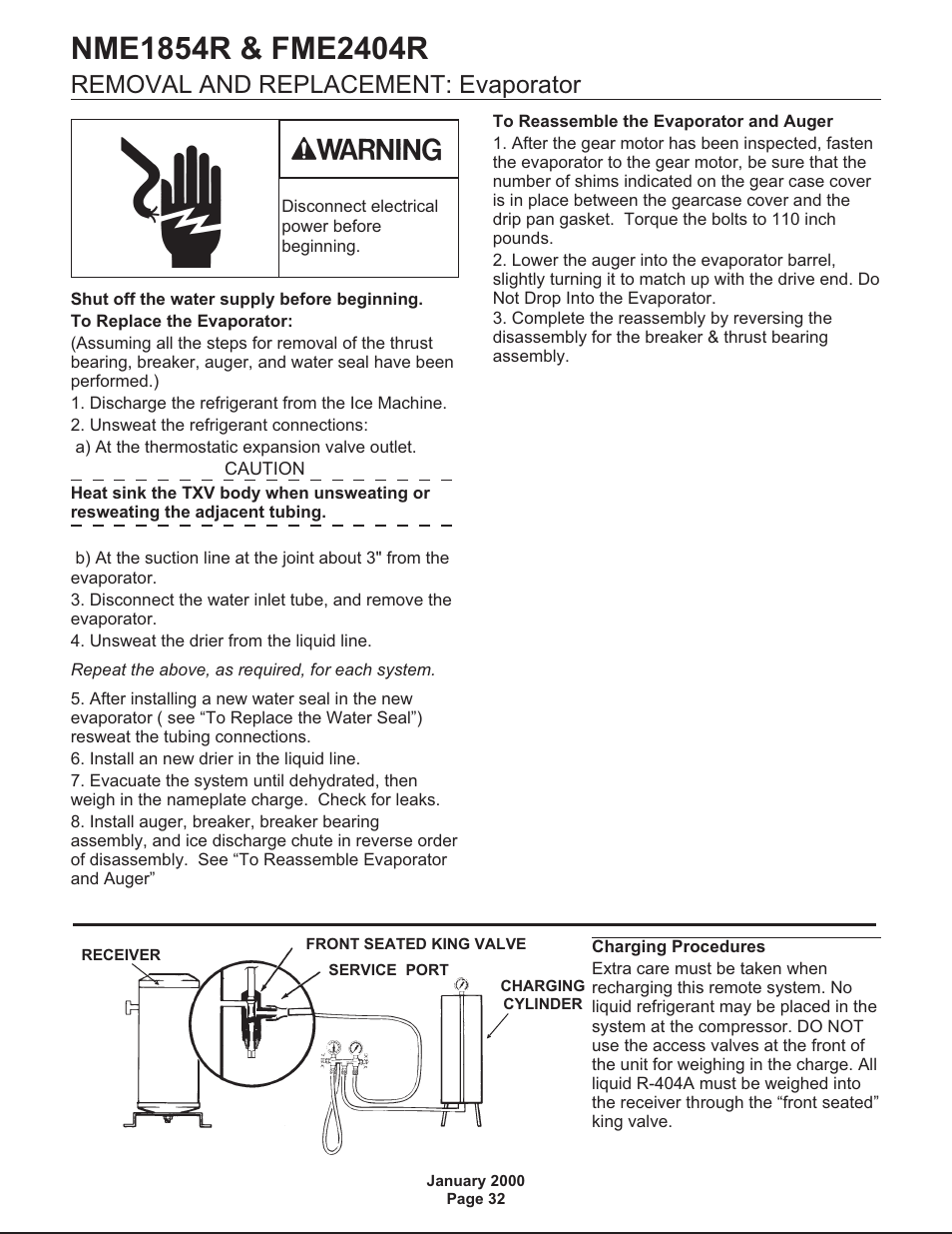 Removal and replacement: evaporator | Scotsman NME1854R User Manual | Page 32 / 35