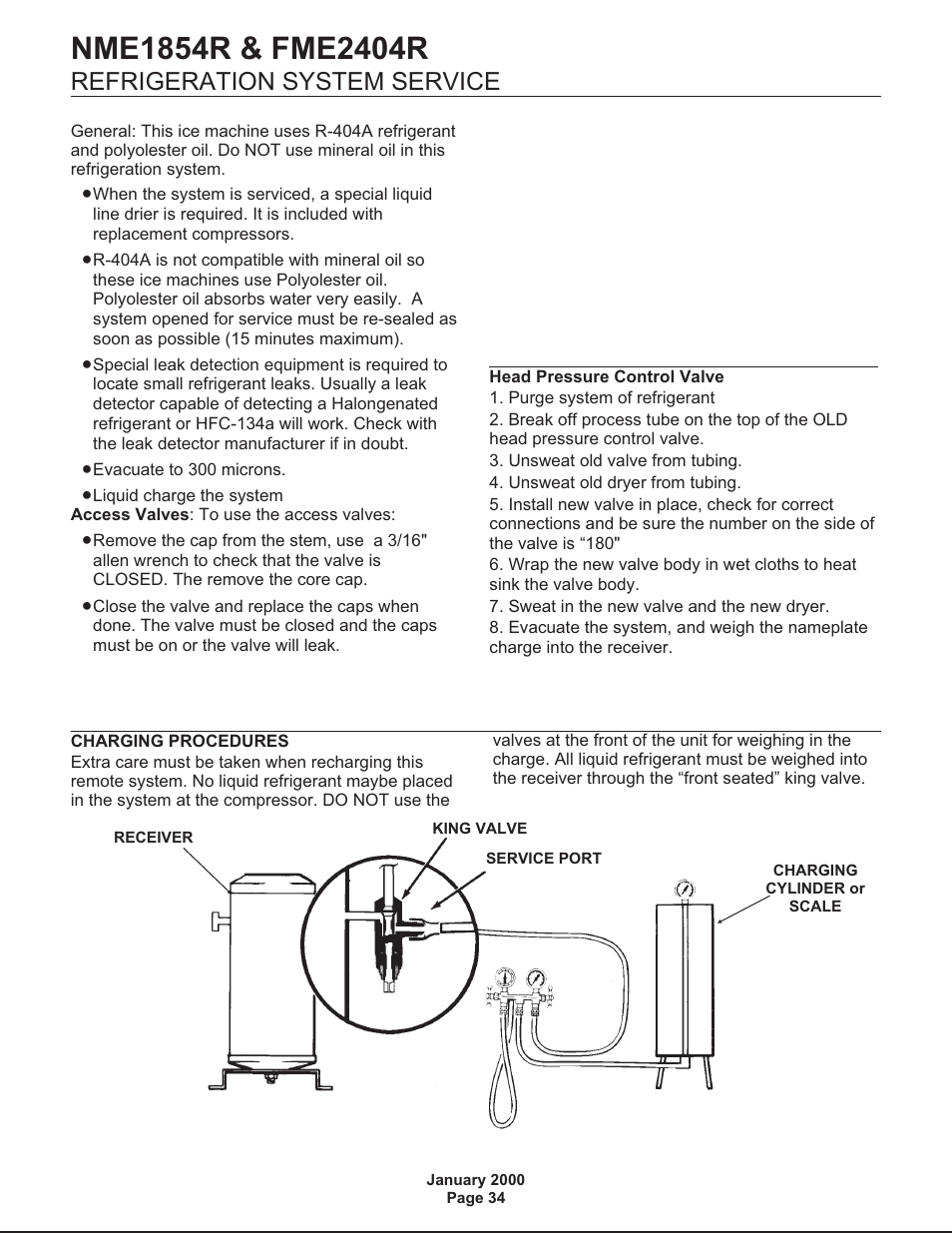 Refrigeration system service | Scotsman NME1854R User Manual | Page 34 / 35