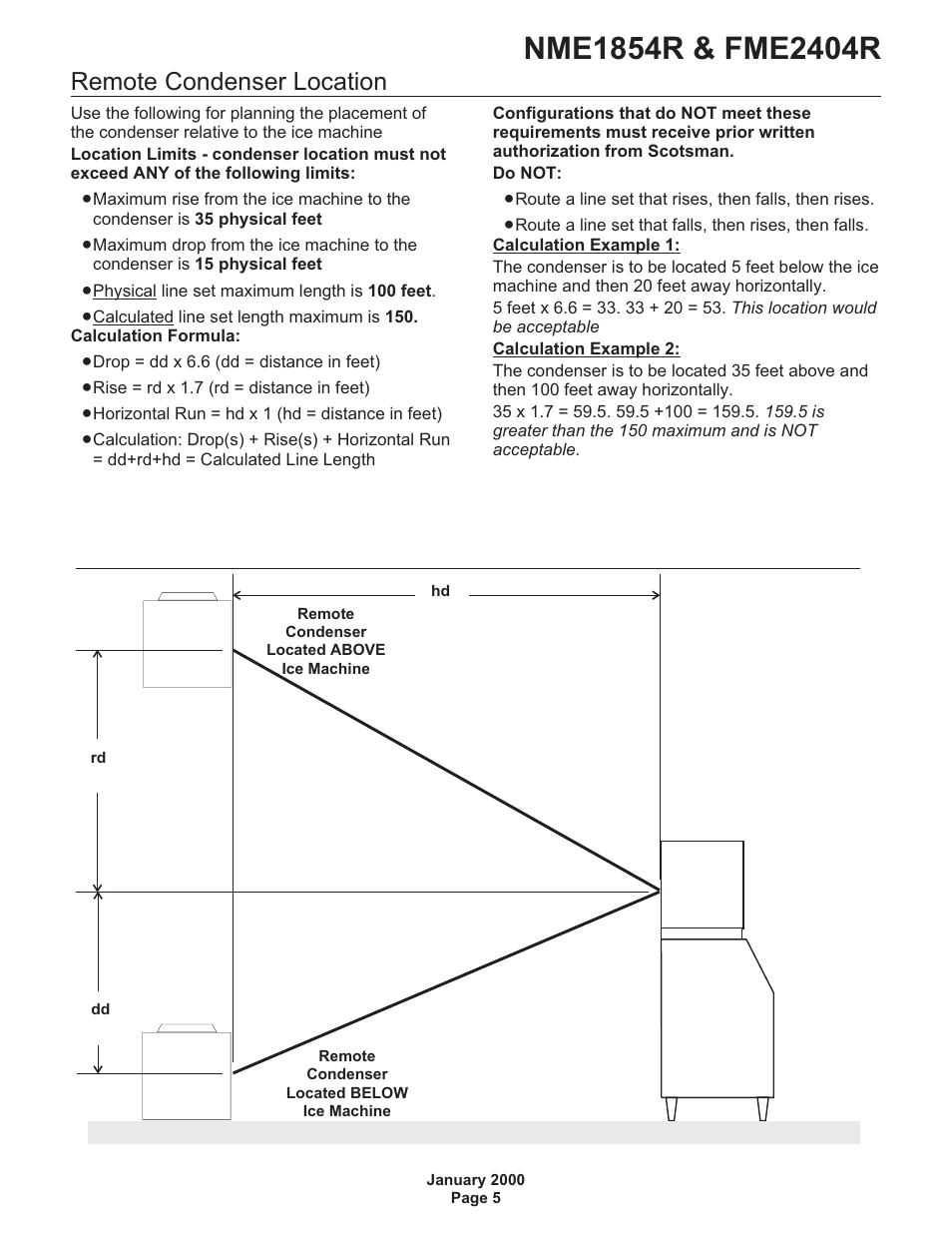 Remote condenser location | Scotsman NME1854R User Manual | Page 5 / 35