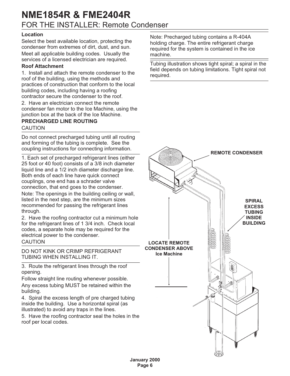 For the installer: remote condenser | Scotsman NME1854R User Manual | Page 6 / 35