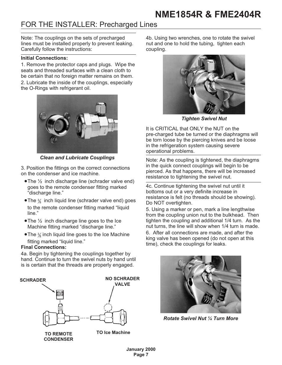 For the installer: precharged lines | Scotsman NME1854R User Manual | Page 7 / 35