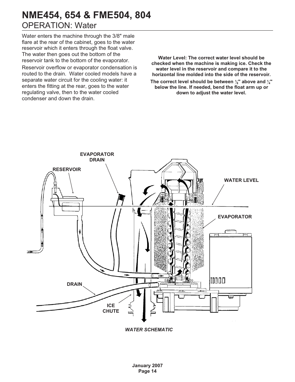 Operation: water | Scotsman NME454 User Manual | Page 14 / 32