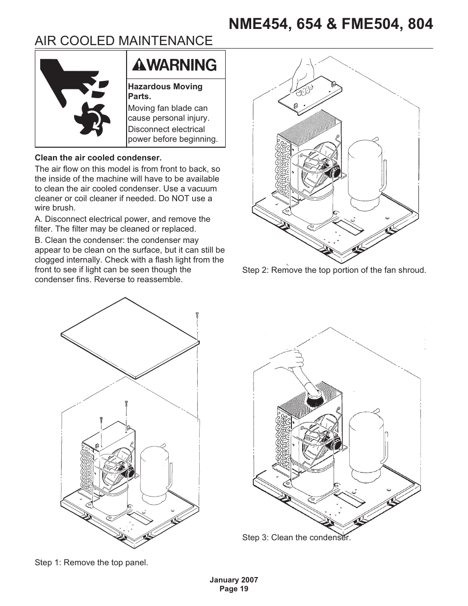 Air cooled maintenance | Scotsman NME454 User Manual | Page 19 / 32