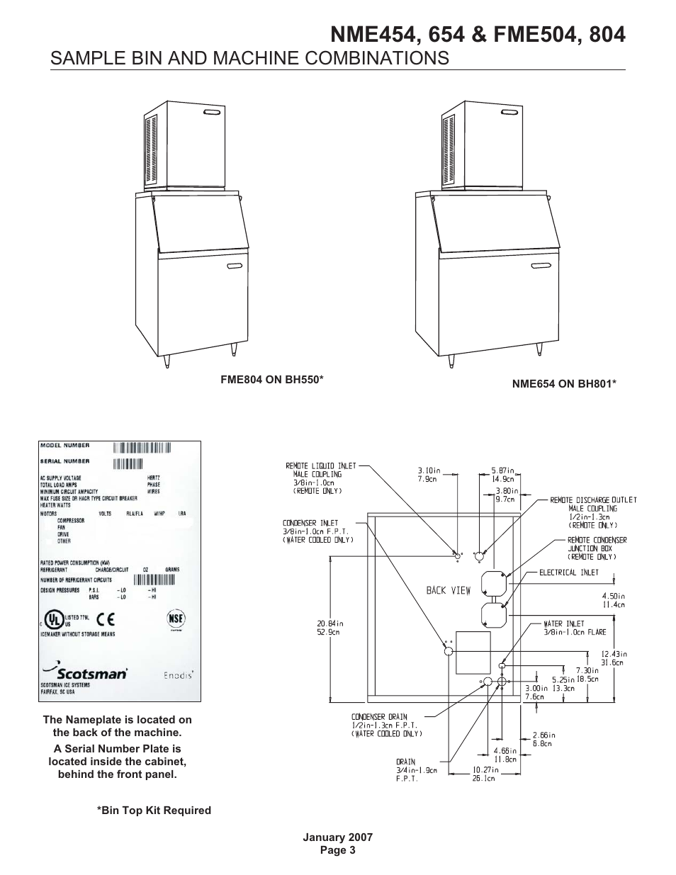 Sample bin and machine combinations | Scotsman NME454 User Manual | Page 3 / 32