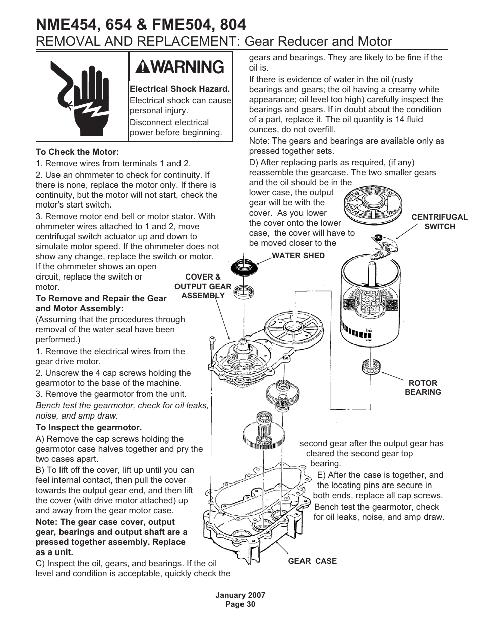 Removal and replacement: gear reducer and motor | Scotsman NME454 User Manual | Page 30 / 32