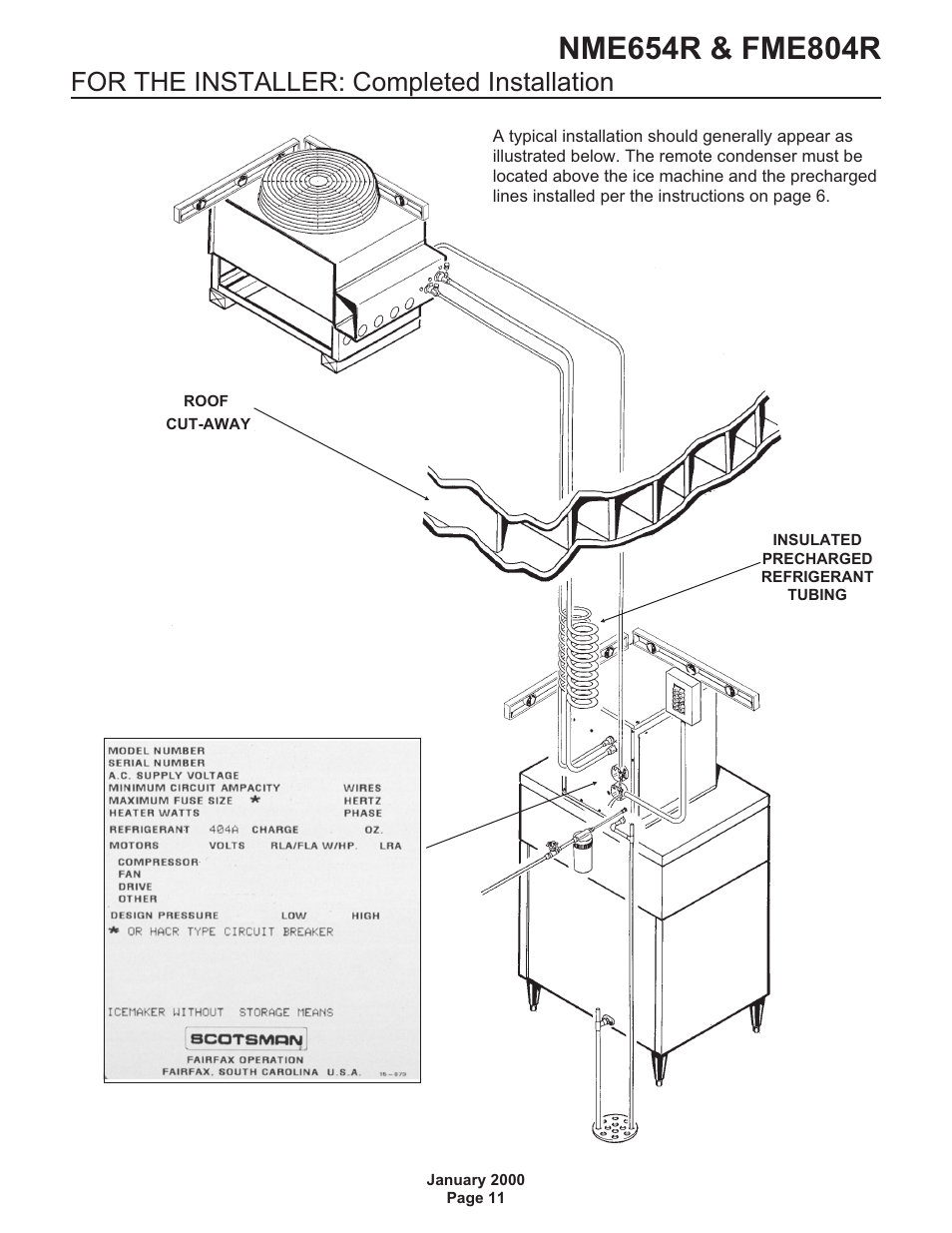 For the installer: completed installation | Scotsman NME654R User Manual | Page 11 / 35
