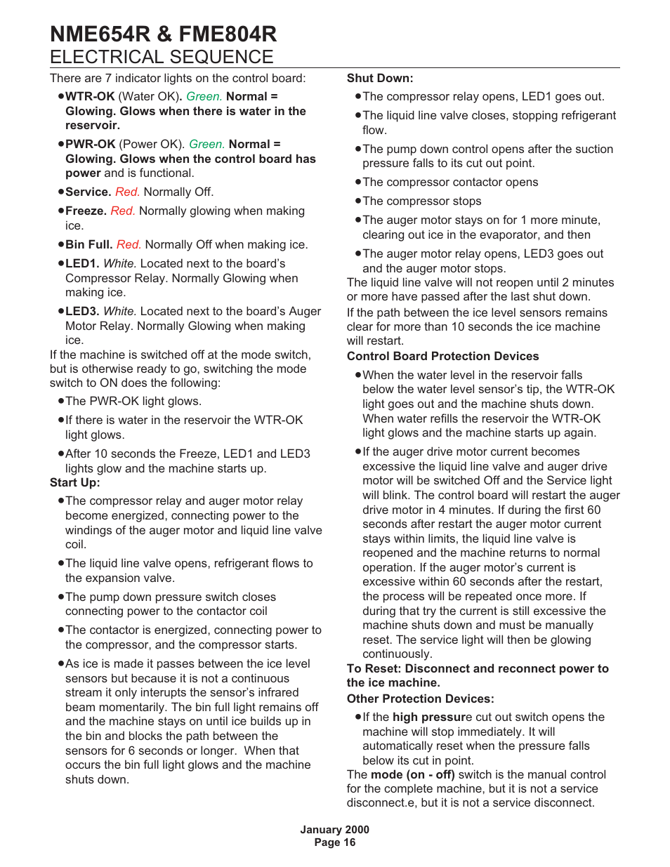 Electrical sequence | Scotsman NME654R User Manual | Page 16 / 35