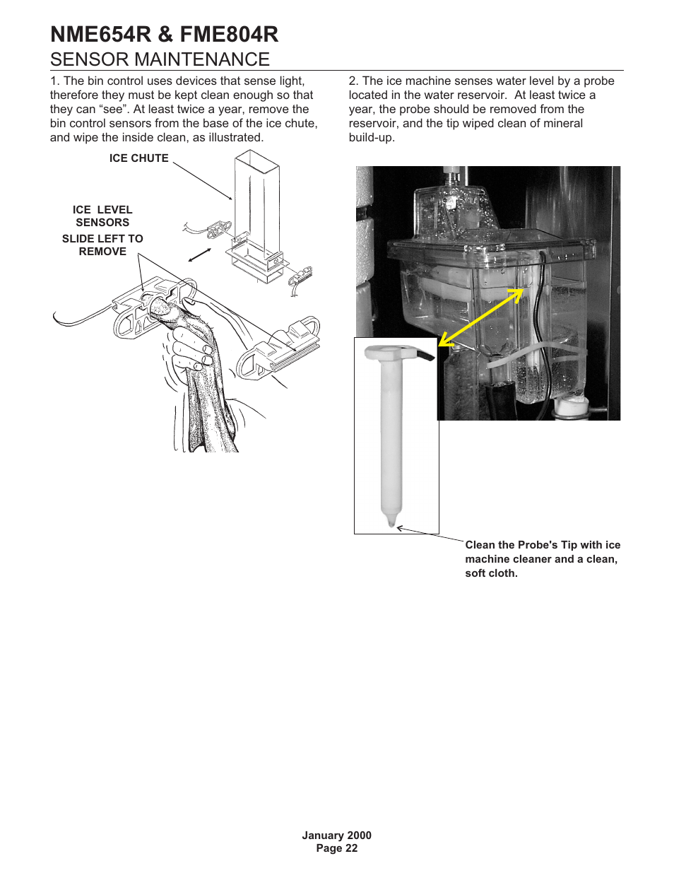 Sensor maintenance | Scotsman NME654R User Manual | Page 22 / 35