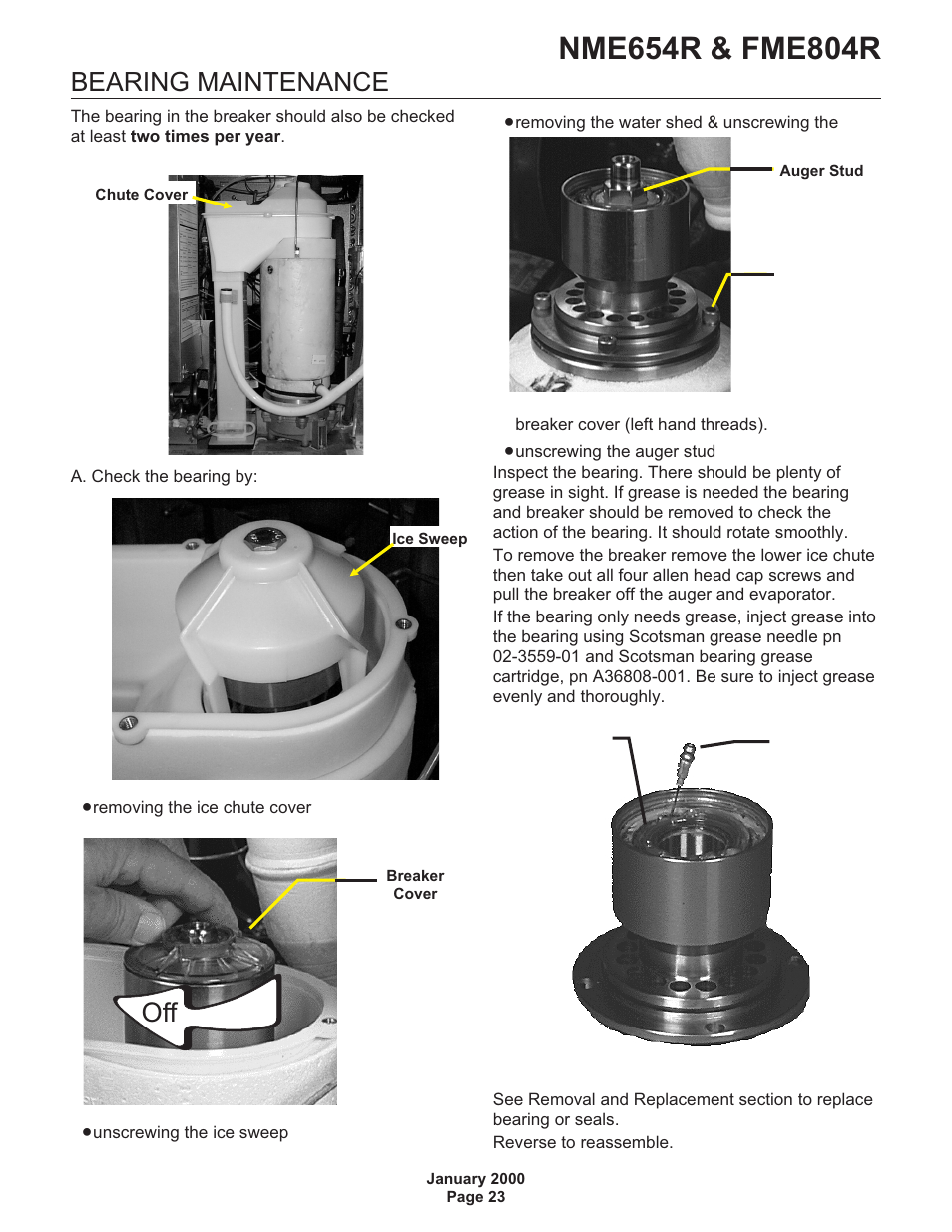 Bearing maintenance | Scotsman NME654R User Manual | Page 23 / 35
