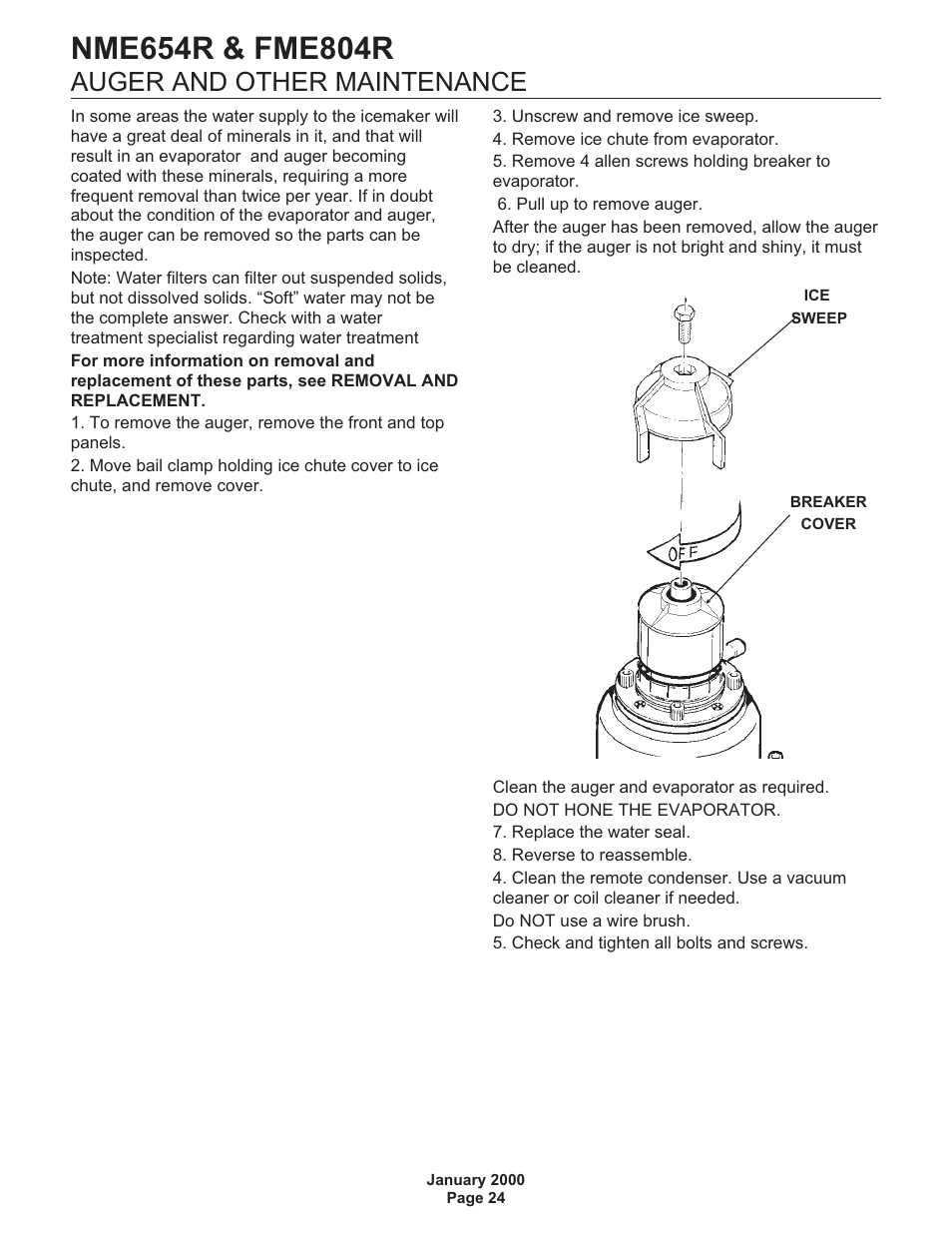 Auger and other maintenance | Scotsman NME654R User Manual | Page 24 / 35