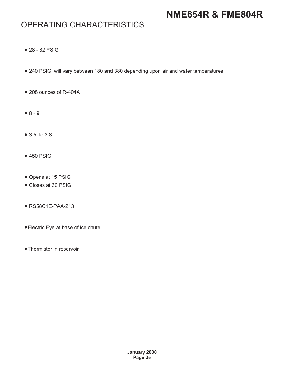 Operating characteristics | Scotsman NME654R User Manual | Page 25 / 35